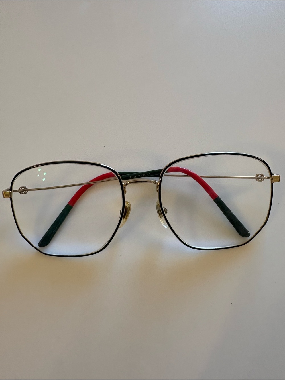 Gucci Gold Metal Glasses with Black and Red Temples